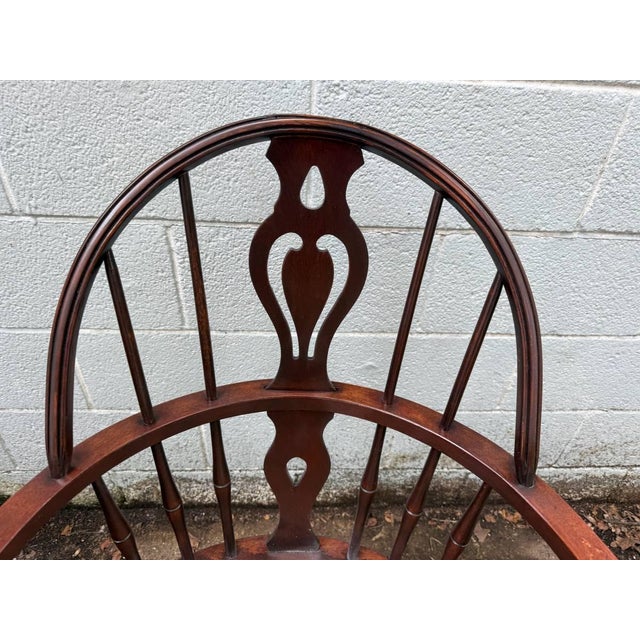 Vintage Windsor-Style Hoop-Back Rush Seat Armchair For Sale - Image 4 of 15