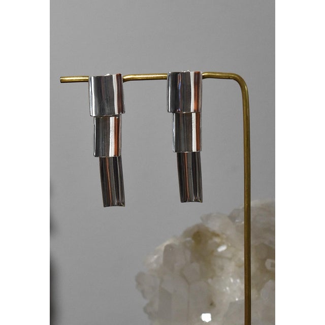Vintage Mexican Sterling Silver Mod Segmented Post Earrings, Pair For Sale - Image 12 of 15