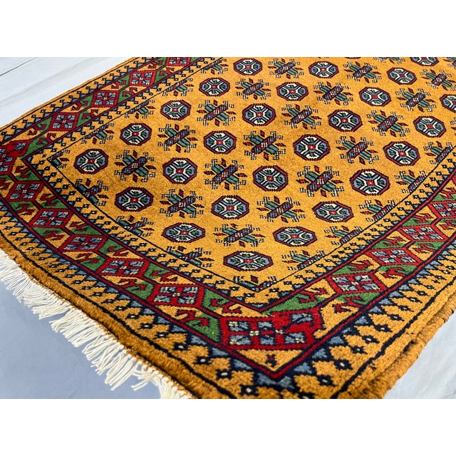 Golden Ochre Tribal Area Rug With Mori Gul Motifs, 3'11" X 5'10" For Sale - Image 10 of 15