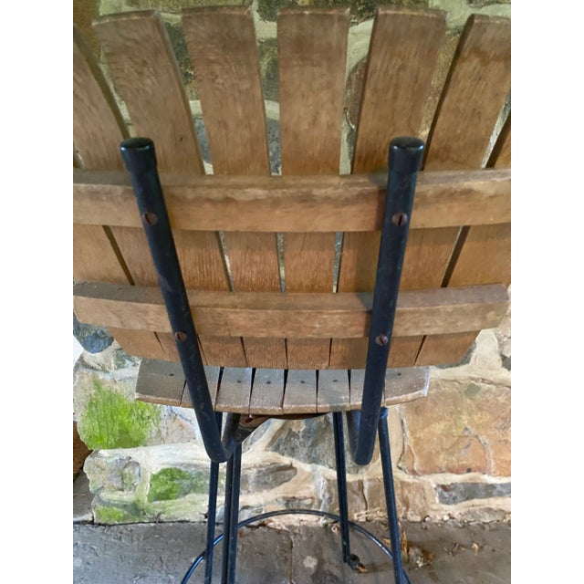 Burnt Umber 1963 Mid Century Modern Arthur Umanoff Swivel Counter Stool, Slat Back Bent Wood For Sale - Image 8 of 12