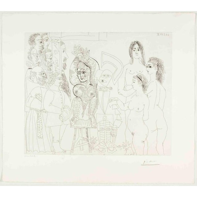Etching on wove paper, realized by Picasso in 1968. Image dimension: 41.4x49.7; Sheet dimension 57x64.5 cm. Artist proof...