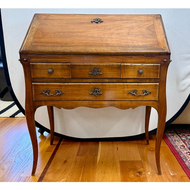 French Antique French Drop Down Secretary Writing Desk For Sale - Image 3 of 11