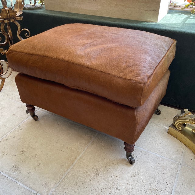 1980s Vintage Smith English Animal Hide Ottoman Chairish