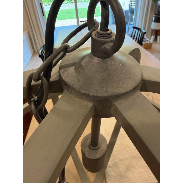 Contemporary Crate & Barrel Braden Grey Wood Orb Pendant Light by Currey For Sale - Image 3 of 7