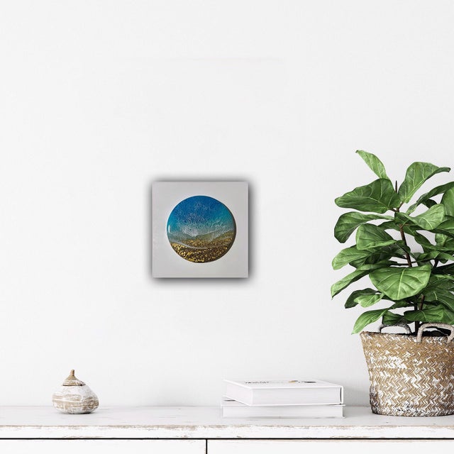 Contemporary Hope by Ana Hefco | Mixed Media on ceramic depicting a wave and sandy shore. For Sale - Image 3 of 5