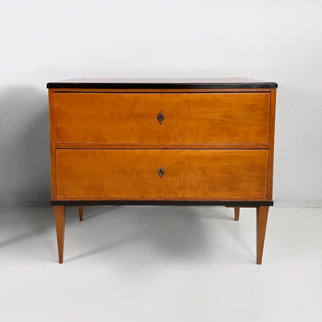 German Biedermeier Style Chests of Drawers in Wood with Black Edges, 1930s, Set of 2 For Sale - Image 4 of 13