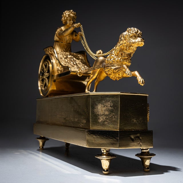Empire Mantel Clock with Putto in Chariot by Thiery À Paris For Sale - Image 6 of 11