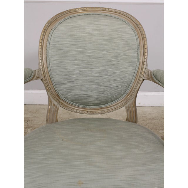 Pair French Painted Finish Medallion Back Armchairs For Sale - Image 9 of 13