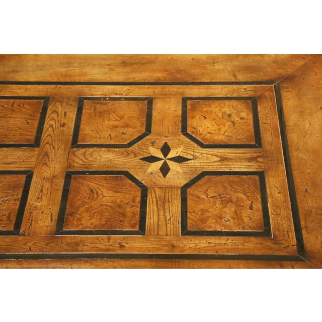 Mid-Century French Walnut, Chestnut & Burlwood Parquetry Refectory Dining Table For Sale In Dallas - Image 6 of 9