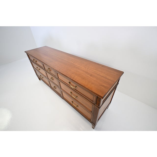Kindel Furniture Neoclassical Louis XVI Style Cherry Nine-Drawer Dresser For Sale In South Bend - Image 6 of 17