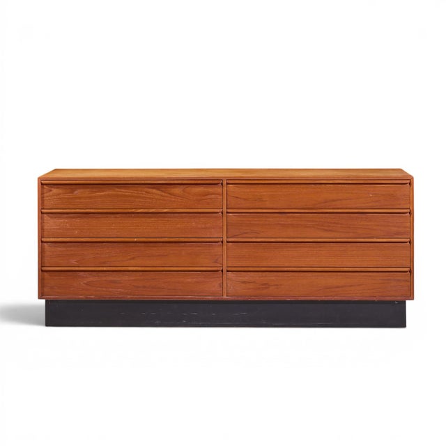 Westnofa Mid Century Teak Norwegian Teak 8 Drawer Lowboy Dresser This lowboy measures: 71.5 wide x 18 deep x 28.75 inches...