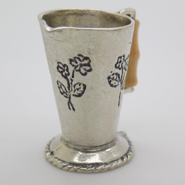 Vintage Italian Handmade Genuine Silver Pitcher Figurine Dollhouse Miniature, Made in Arezzo (Ar, Tuscany, Italy) For Sale - Image 6 of 11