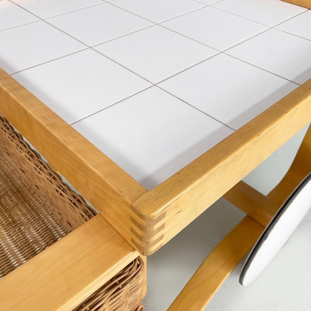 Modern Finnish Wood, Wicker Cart Tea Trolley 900 attributed to Alvar Aalto for Artek, 1970s For Sale - Image 10 of 18