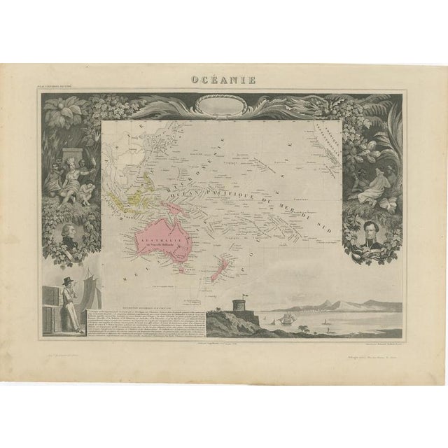 Antique Maps of Asia and Oceania by Levasseur, 1845, Set of 2 For Sale - Image 3 of 10