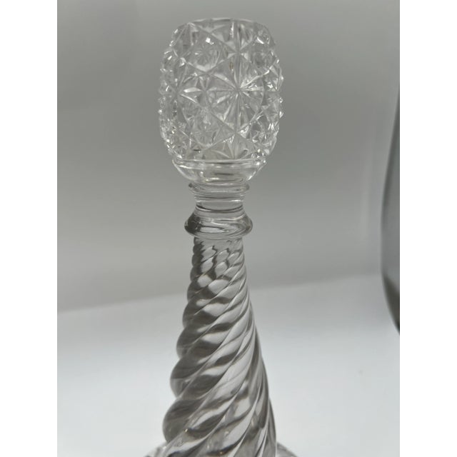 Pair, American Brilliant Period Cut Glass Russian & Swirl Pattern Candlesticks For Sale In Boston - Image 6 of 10