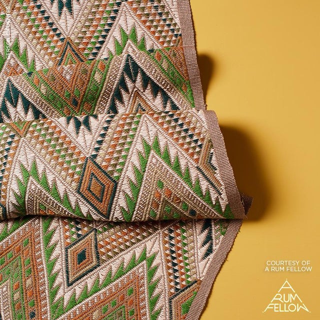This extraordinary 39”-long brocade panel is hand-woven and embroidered on a backstrap loom by master Maya women weavers...