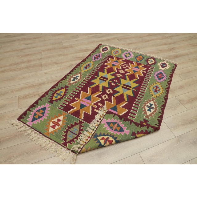 1970s Turkish Tribal Style Hand Knotted Oushak Kilim Rug For Sale - Image 10 of 13