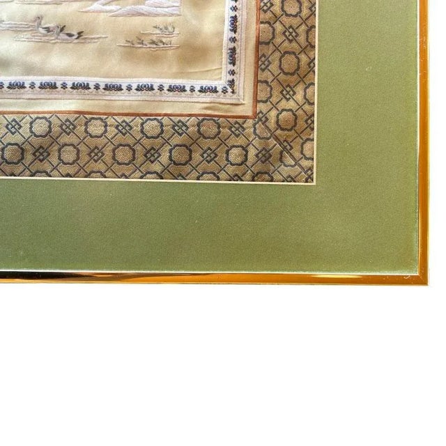 Antique Japanese Framed Embroidered Scene of Traditional Garden Life For Sale - Image 4 of 6