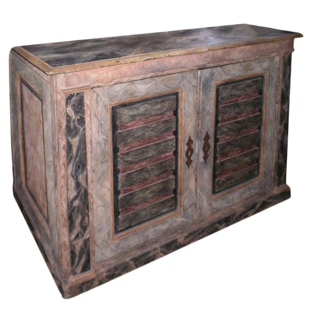 18th Century Italian Faux Marble Credenza For Sale