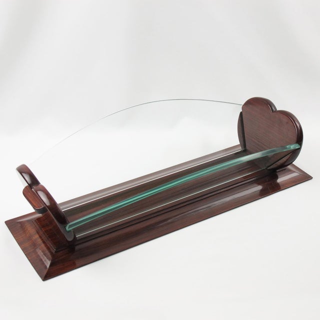 Contemporary Art Deco Wood and Glass Centerpiece Bowl Basket, France Circa 1930 For Sale - Image 3 of 9