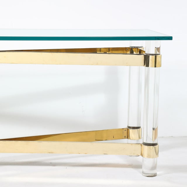 Mid-Century X Form Polished Brass & Lucite Console Table by Karl Springer For Sale - Image 13 of 14