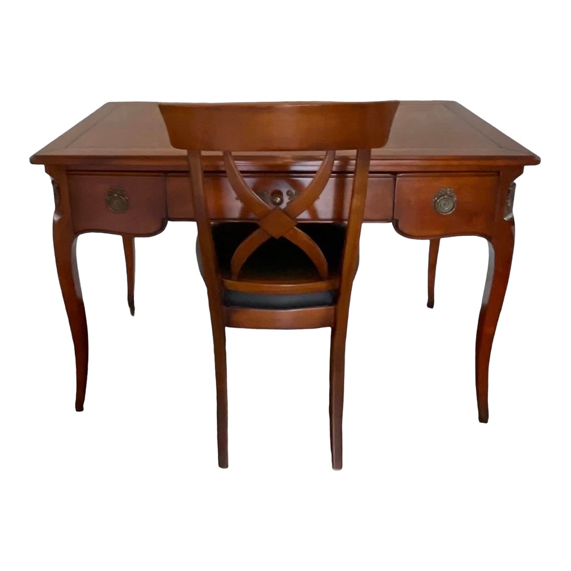 2000s Louis XV Style French Provincial Cherry Desk & Chair Chairish