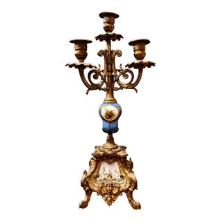 19th Century French Rihouet Porcelain Candelabra For Sale