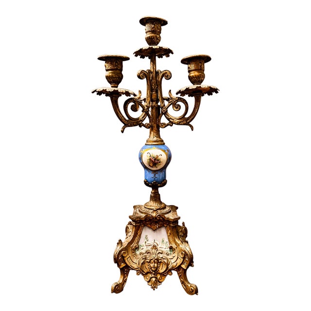 19th Century French Rihouet Porcelain Candelabra For Sale