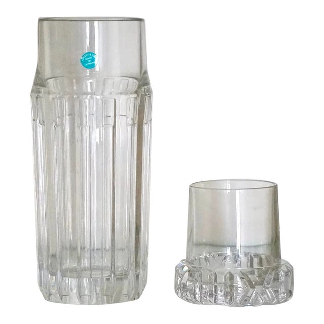 Tiffany & Co. Atlas Crystal Bedside Water Decanter Carafe With Insert Tumbler Lid For Sale