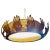 Gold Large Spanish Crown Sunburst Fixture in Gilt Metal and Frost Glass, 1950 For Sale - Image 8 of 8