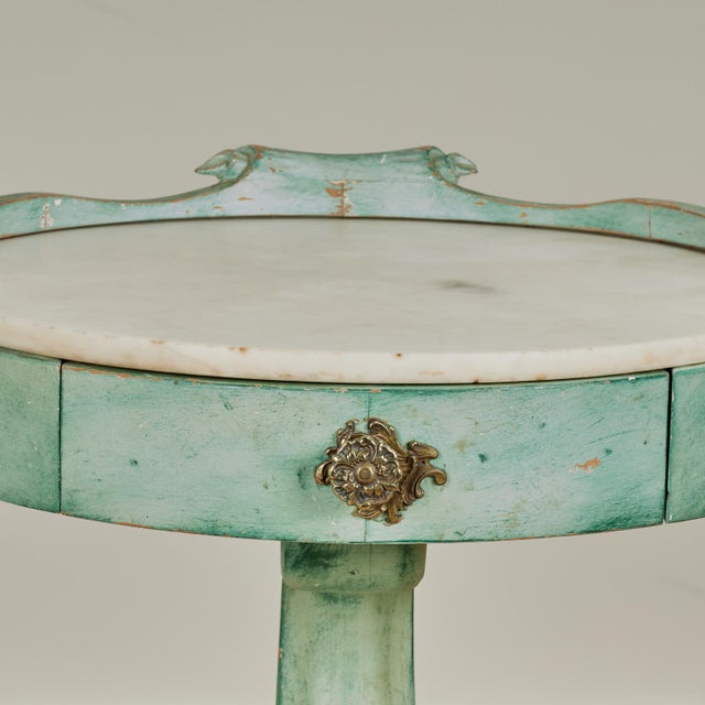 Pair of Italian Art Deco Marble Top Stands With Seashell Bases For Sale - Image 16 of 18