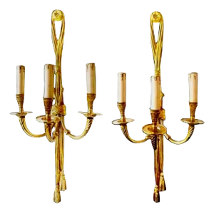 Large French Wall Sconces, 1950, Set of 2