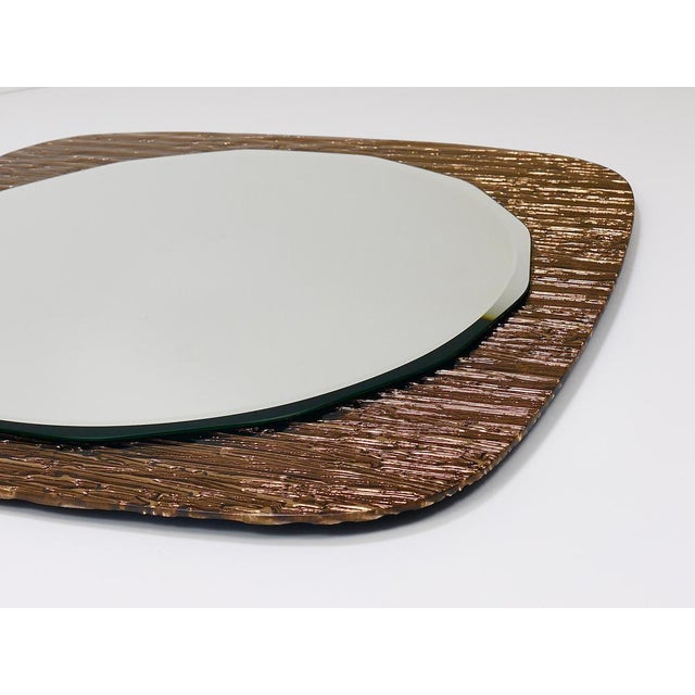 Bronze Gold Scalloped Textured Wall Mirror from Cristal Arte, Italy, 1960s For Sale - Image 16 of 18