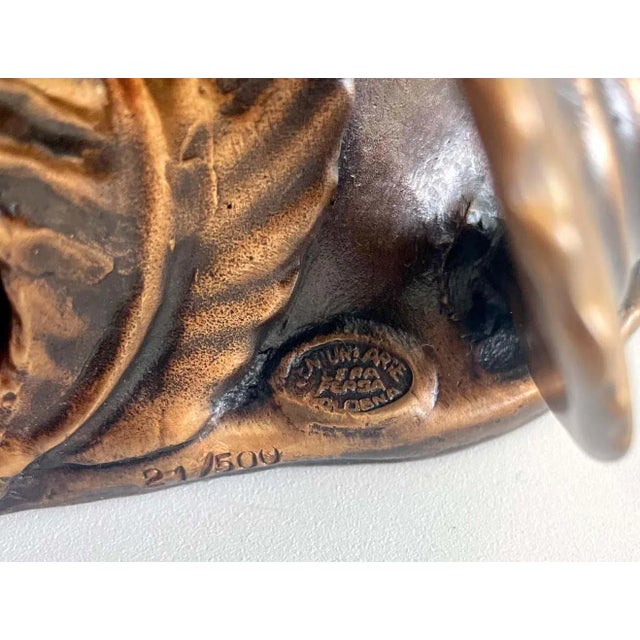 1980s Modern Bronze & Murano Glass Centerpiece, Venturi Arte Foundry, #21/500 For Sale - Image 9 of 11