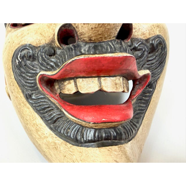 Yogyakarta Javanese Hand Painted Carved Mask, Indonesia, 1900s For Sale - Image 4 of 13