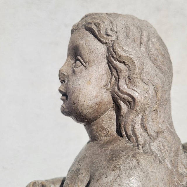 18th Century Candle-Bearing Angels in Marble, Set of 2 For Sale - Image 9 of 18