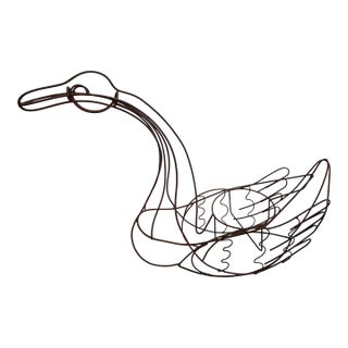 Wire Swan Garden Planter, 45 Inch Metal Sculpture For Sale