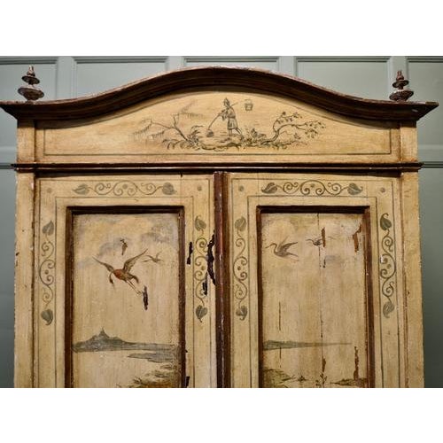 Antique Painted Chinoiserie Lacquer Cupboard with Outdoor Scenes, 1850 For Sale - Image 4 of 10