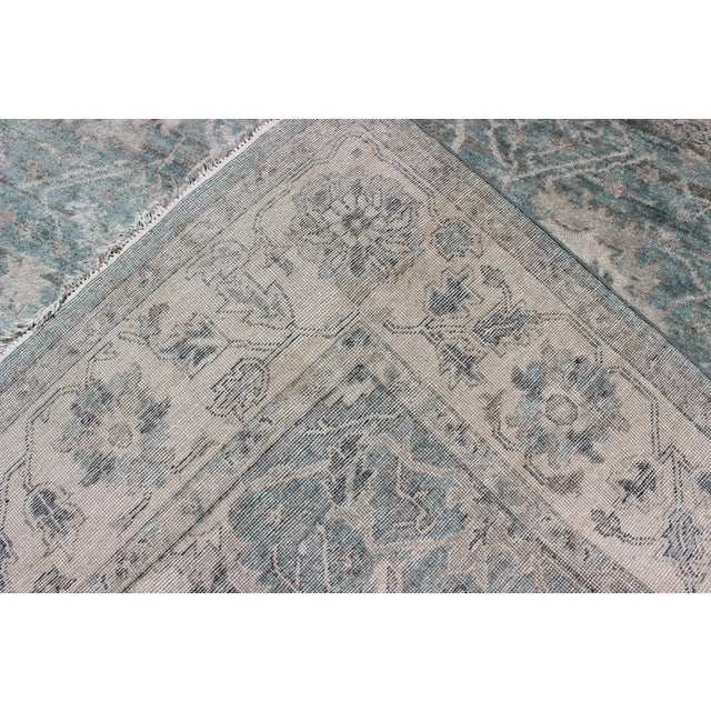 2000 - 2009 Turkish Oushak in Seafoam Green, Ivory and Light Brown - 8'0 X 10'0 For Sale - Image 5 of 12