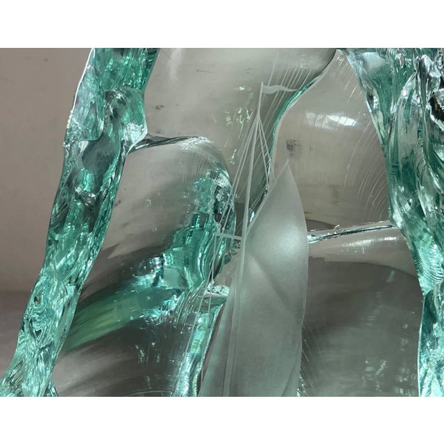 Vintage Handmade Vicke Lindstrand Kosta Boda Glass Ice Block Sailboat Sculpture For Sale - Image 11 of 16