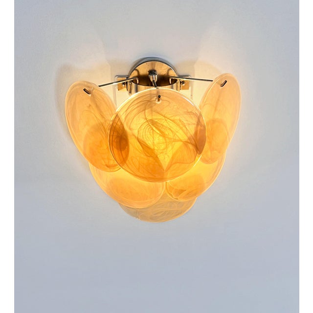 Glass Wall Sconces with Six Alabaster Gold Disks, 1990s, Set of 2 For Sale - Image 14 of 16