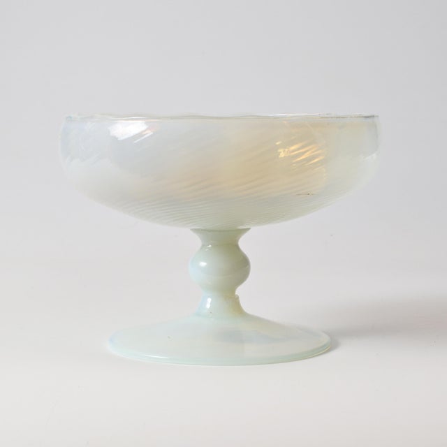 Vintage Italian Opaline Glass Pedestal Bowl, 1960s, in Very Good conditions. Designed 1950 to 1959