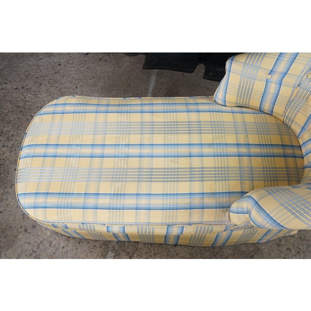 Early 20th-Century Tufted Plaid Chaise Lounge on Turned Mahogany Baluster Legs For Sale - Image 9 of 18