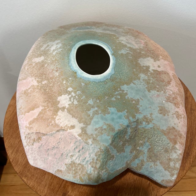 Ceramic Monumental Modernist Large Raku Vase by Tony Evans (1942- 2009 ) Organic Freeform Shape Signed For Sale - Image 7 of 12