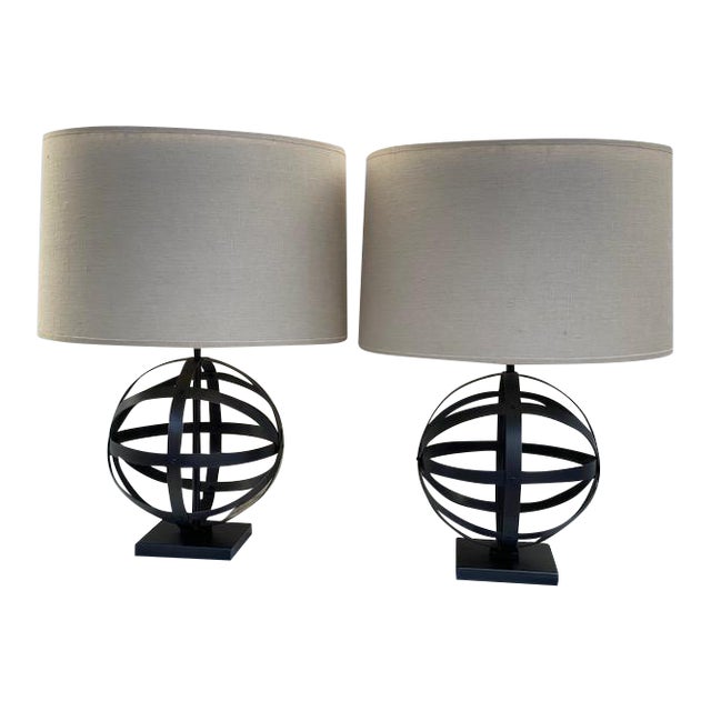 Metal Interlocking Orb Lamps With Shades A Pair Chairish