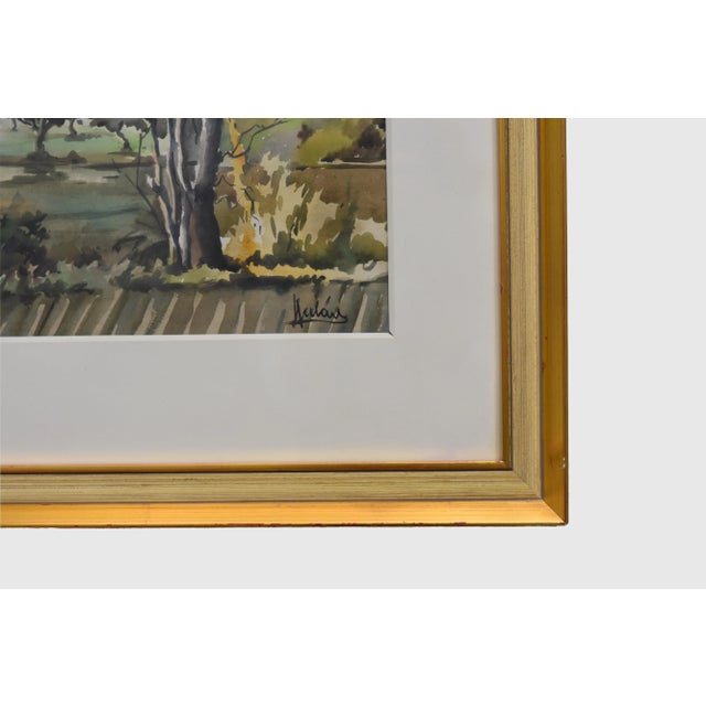 Spanish 1970s Fall Landscape Watercolor Painting, Framed For Sale - Image 3 of 4