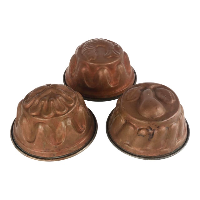 Vintage Copper and Tin Bakers Cake Jelly Molds - Set of 3 For Sale
