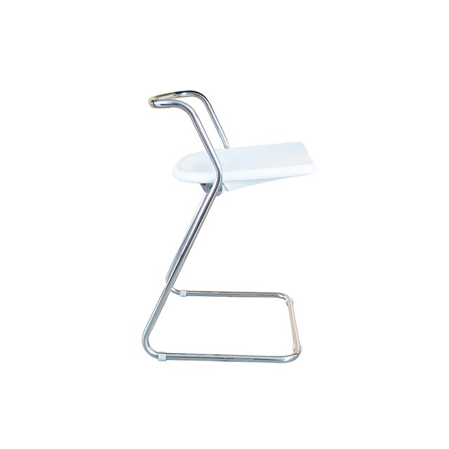 White Plastic and Chrome-Plated Metal Stools by C. Salocchi for Alberti, 1970s, Set of 2 For Sale - Image 11 of 18