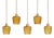 Mid-Century Modern French Amber Bubble Glass Pendant Lights, 1960s, Set of 5 For Sale