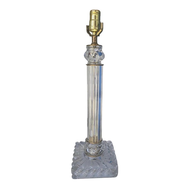 1910-20 French Large Crystal Columnar Table Lamp by Baccarat For Sale